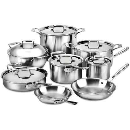 All-Clad d5 Cookware Set - 14 Piece Brushed Stainless Steel