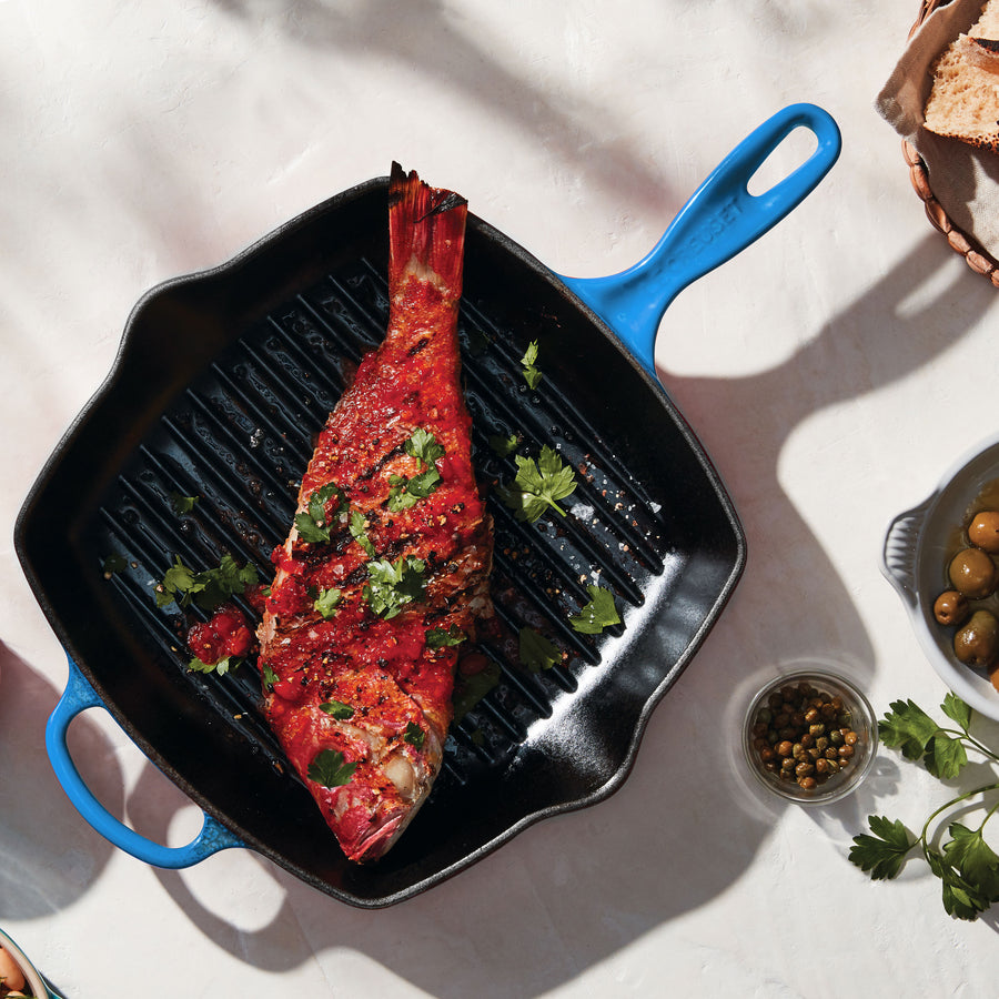 This Le Creuset square grill pan is perfect for small kitchens