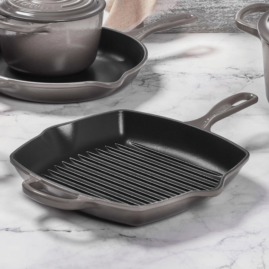 Le Creuset Signature Cast Iron 10.25" Oyster Square Grill Pan