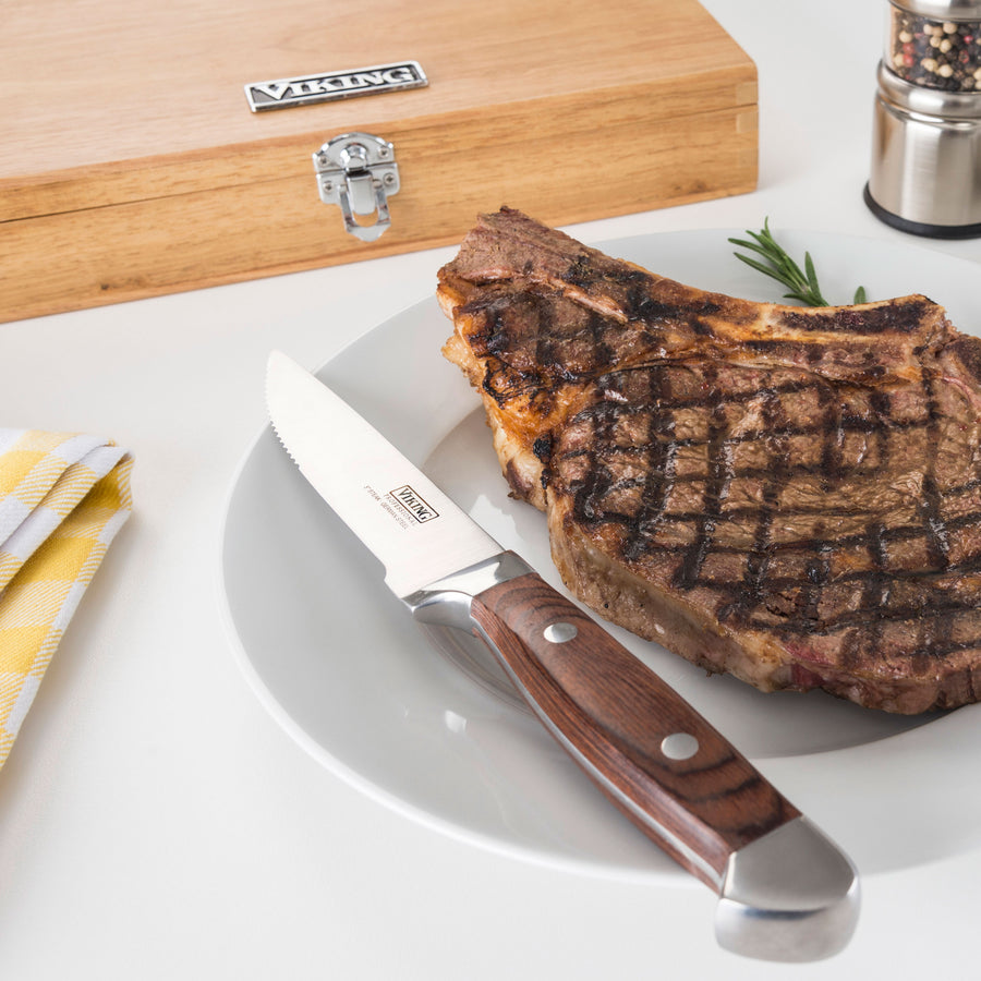 Viking 8-Piece Steakhouse Steak Knife Set with Storage Box, Black -  HapyDeals