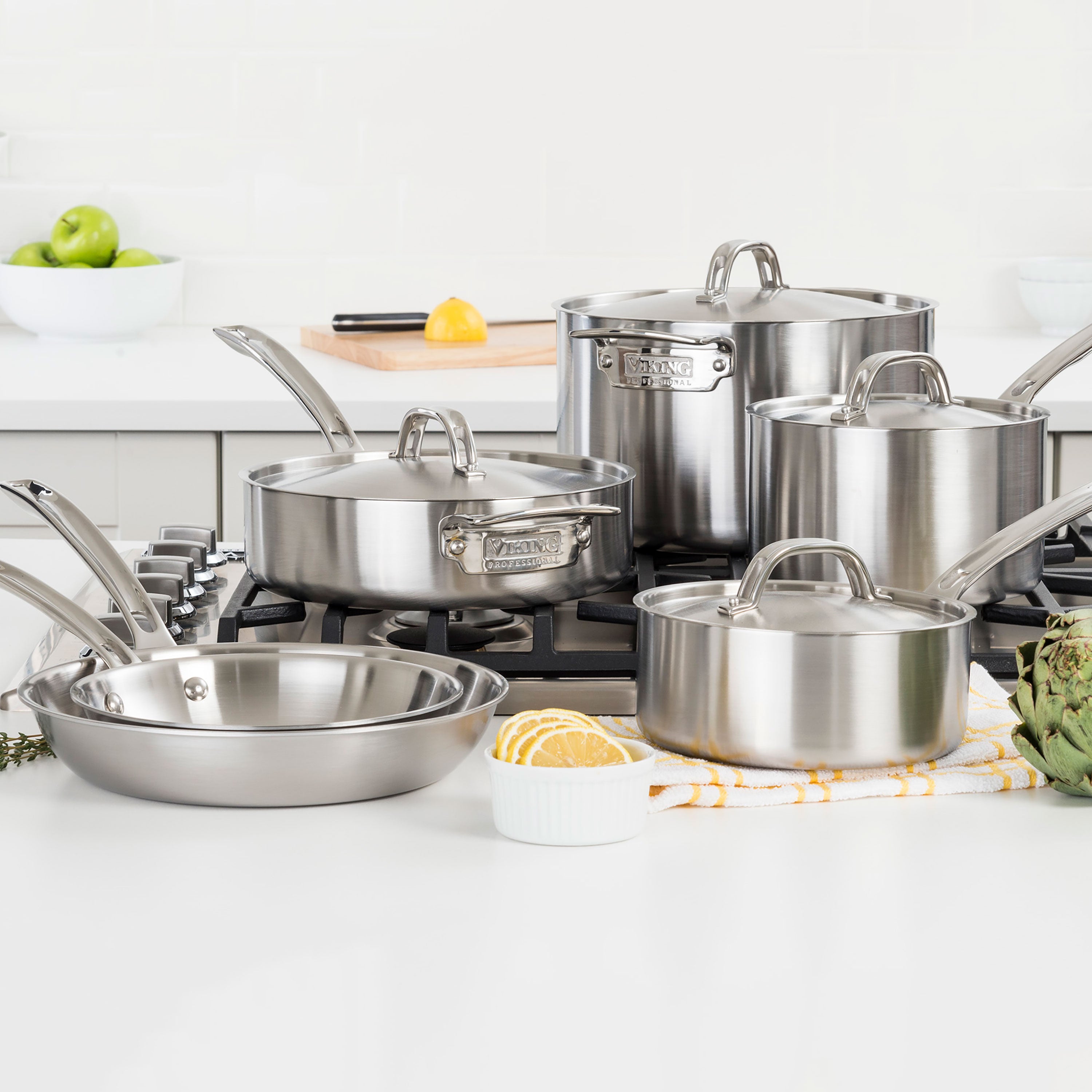 Viking Professional Cookware Set - 5-ply Stainless Steel - 10 Piece ...