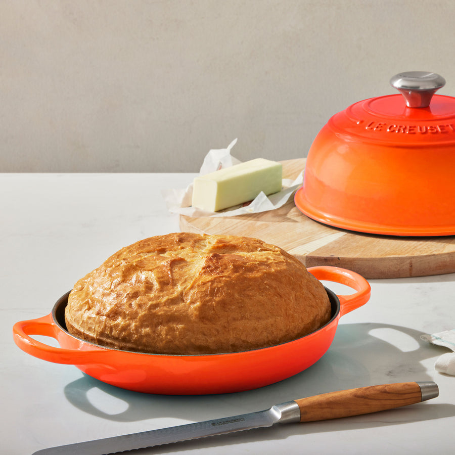 Le Creuset 9.5 Flame Orange Enameled Cast Iron Bread Oven +