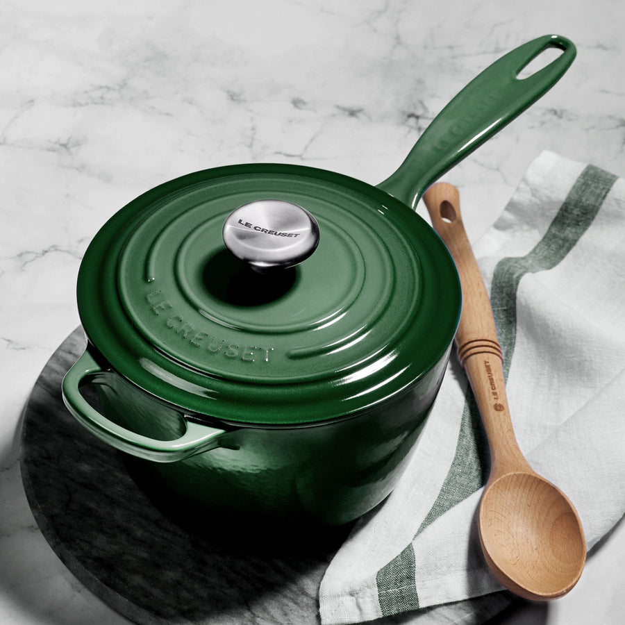 Le Creuset 18 Green Enameled Cast Iron Two in One 2 Qt Saucepan 7 Skillet/ Lid