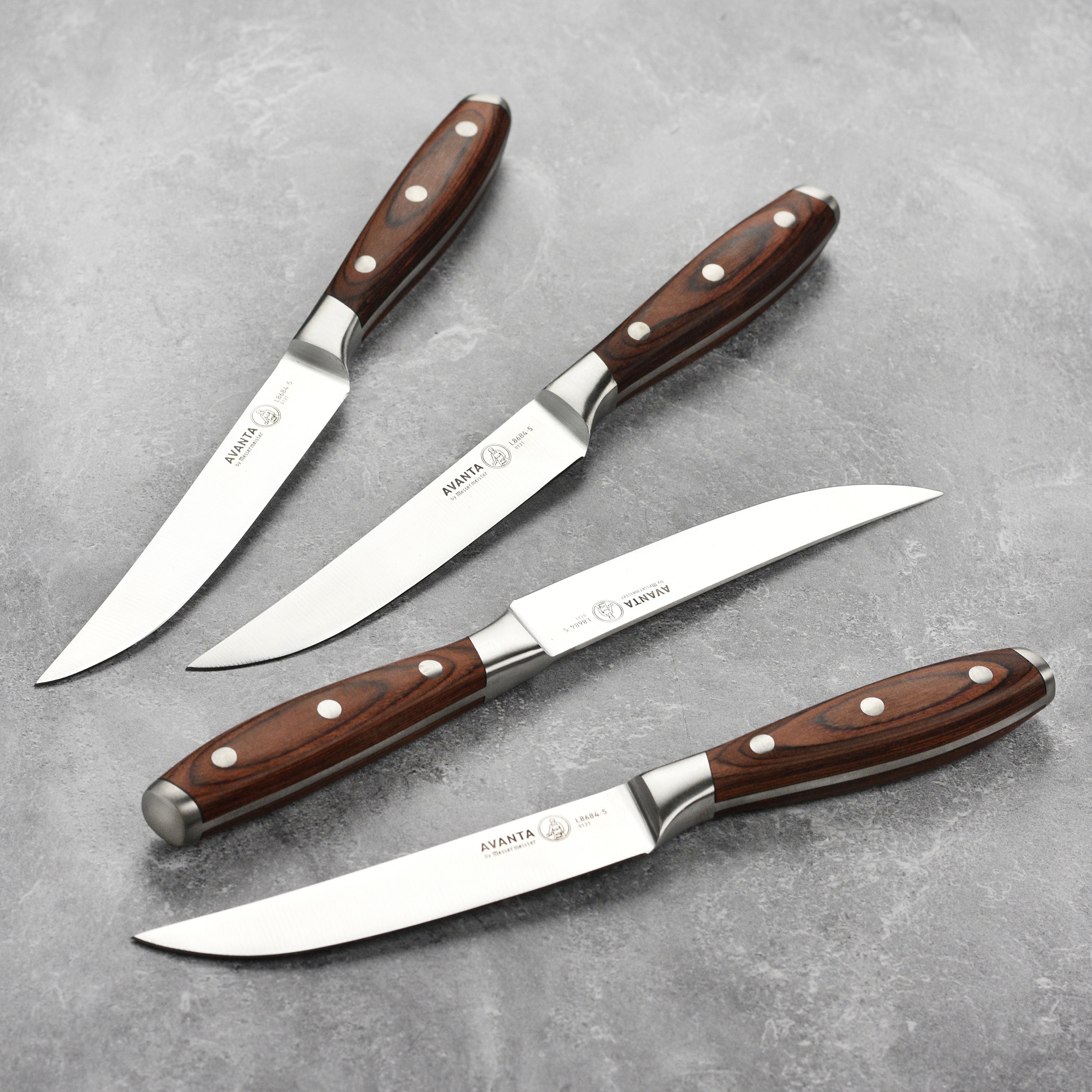 Messermeister Avanta Forged Steak Knife Set with Pakkawood Handles - 4 Piece