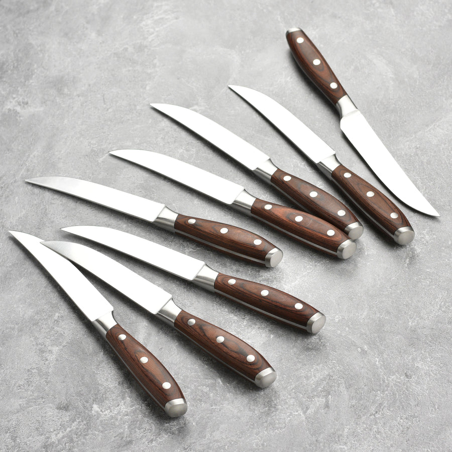 Messermeister Steak Knives - 8 Piece Set - Avanta Forged Pakkawood