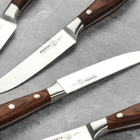 Boyanenes Messermeister-Avanta - Lot De 4 Couteaux à Steak - Lame Fine, Manche Pakkawood Marron