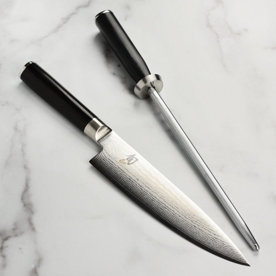 Shun Classic 8" Chef's Knife with Slimline Knife Block & Honing Steel