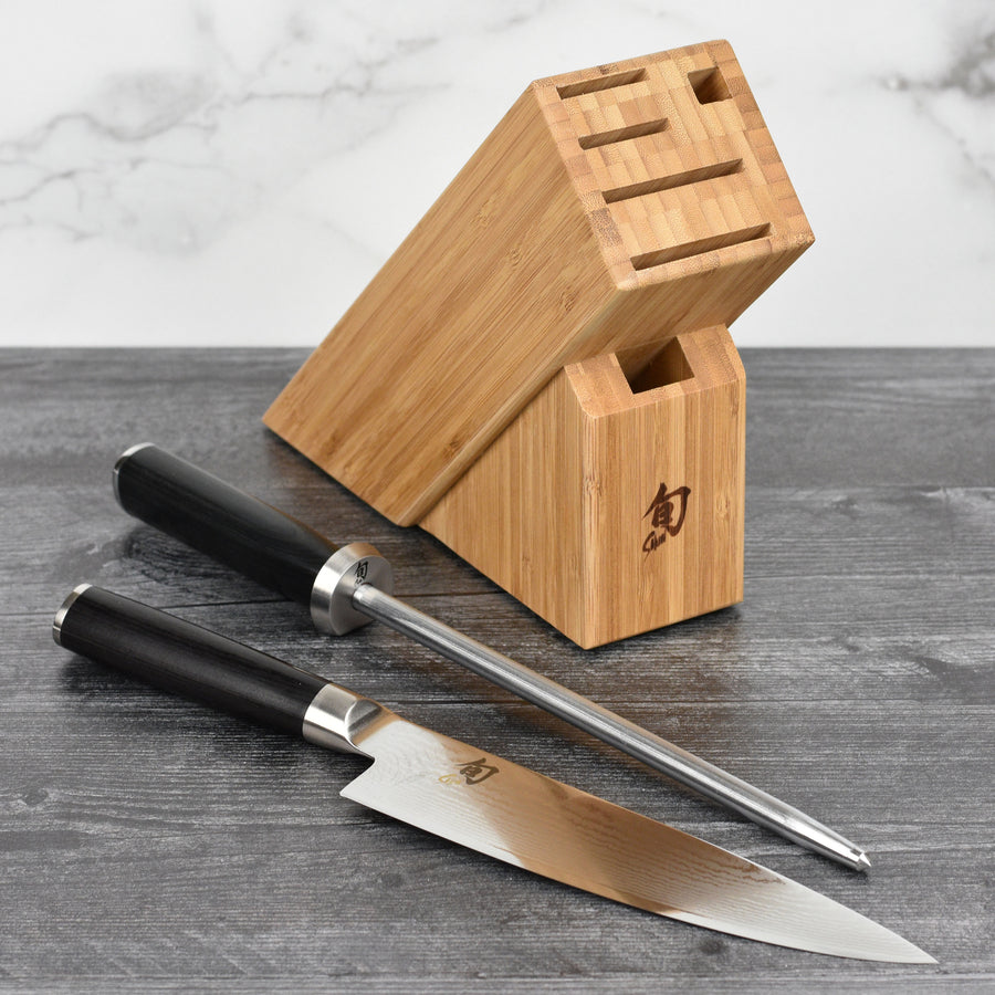 Shun Classic 8" Chef's Knife with Slimline Knife Block & Honing Steel