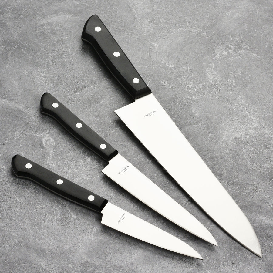  MAC Knife Chef series 3-piece starter knife set CHEF-32, TH-80  Chef series 8 dimpled Chef's knife, TH-50 Chef series 5 dimpled Paring  knife, SB-105 Superior series 10.5 Bread knife, made in