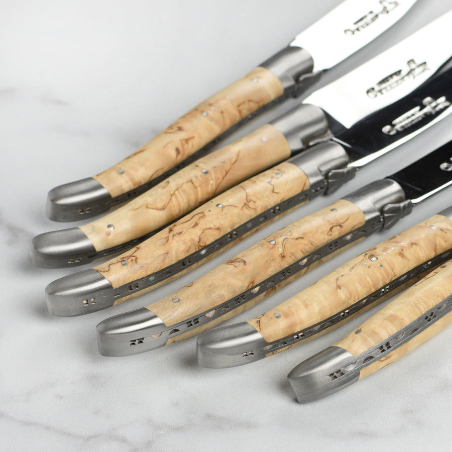 Laguiole en Aubrac Steak Knives - Birchwood 6 Piece Set – Cutlery 