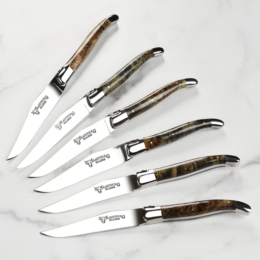 Laguiole en Aubrac Steak Knives - Black Poplar 6 Piece Set – Cutlery