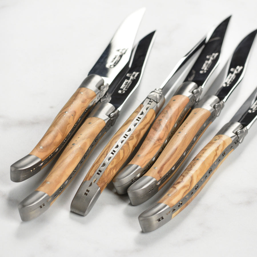 Set of 6 Laguiole en Aubrac Steak Knives 6 Mixed wood handle
