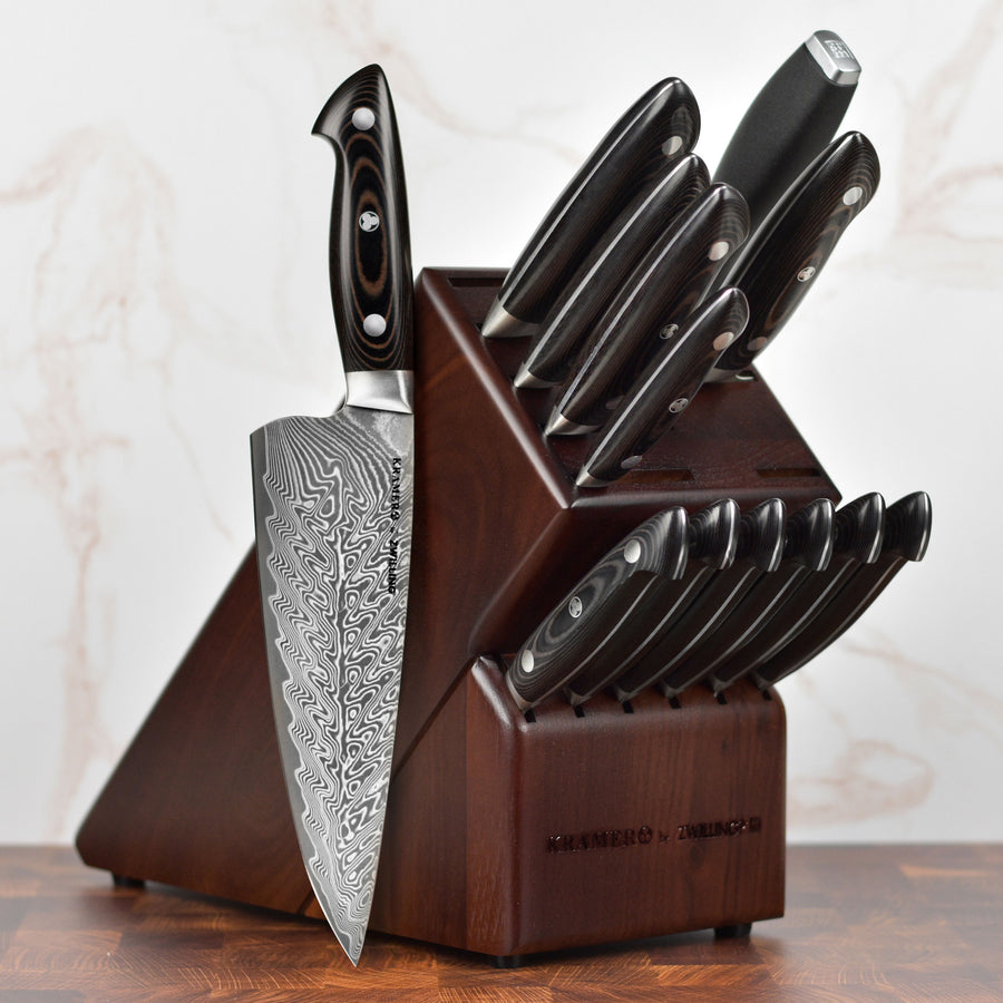 Bob Kramer Stainless Damascus Knife Block Set - 14 Piece