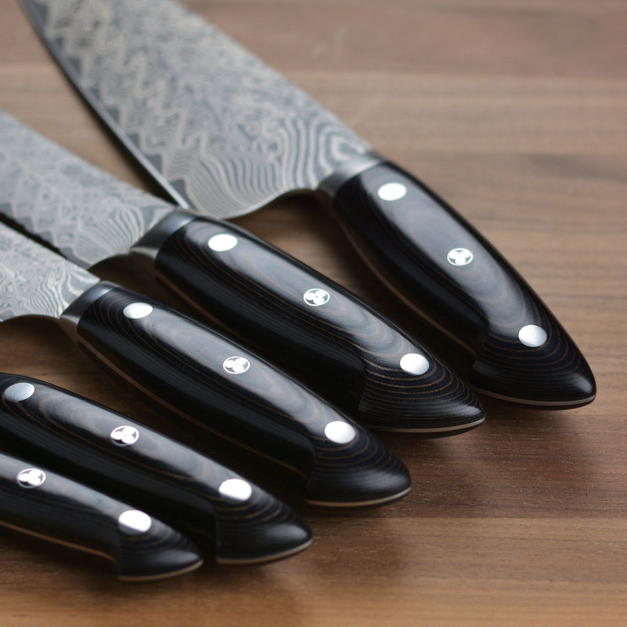 Damascus Style Kitchen Knife Set StainlessSteel Chef Knife+Knife  Block+Sharpener