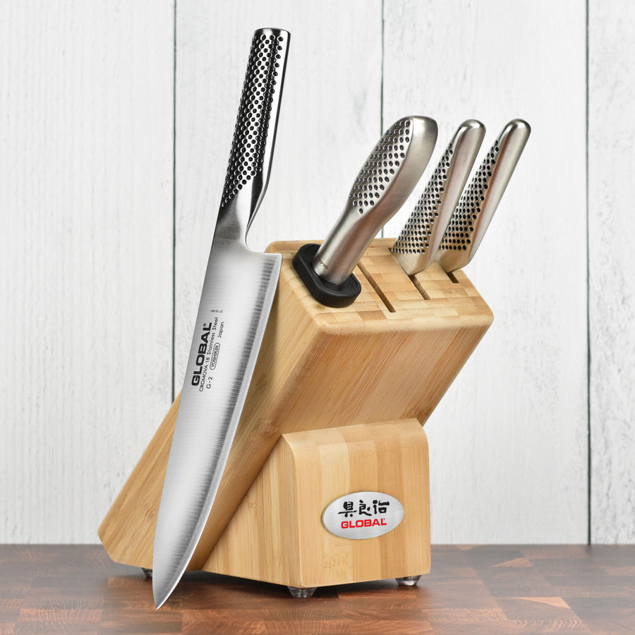 5-Piece Knife Set With Ergonomic Handles and Knife Block