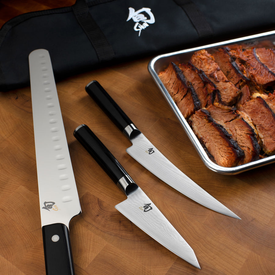 12 Slicer & Carving Knife Set with Brown Pakkawood