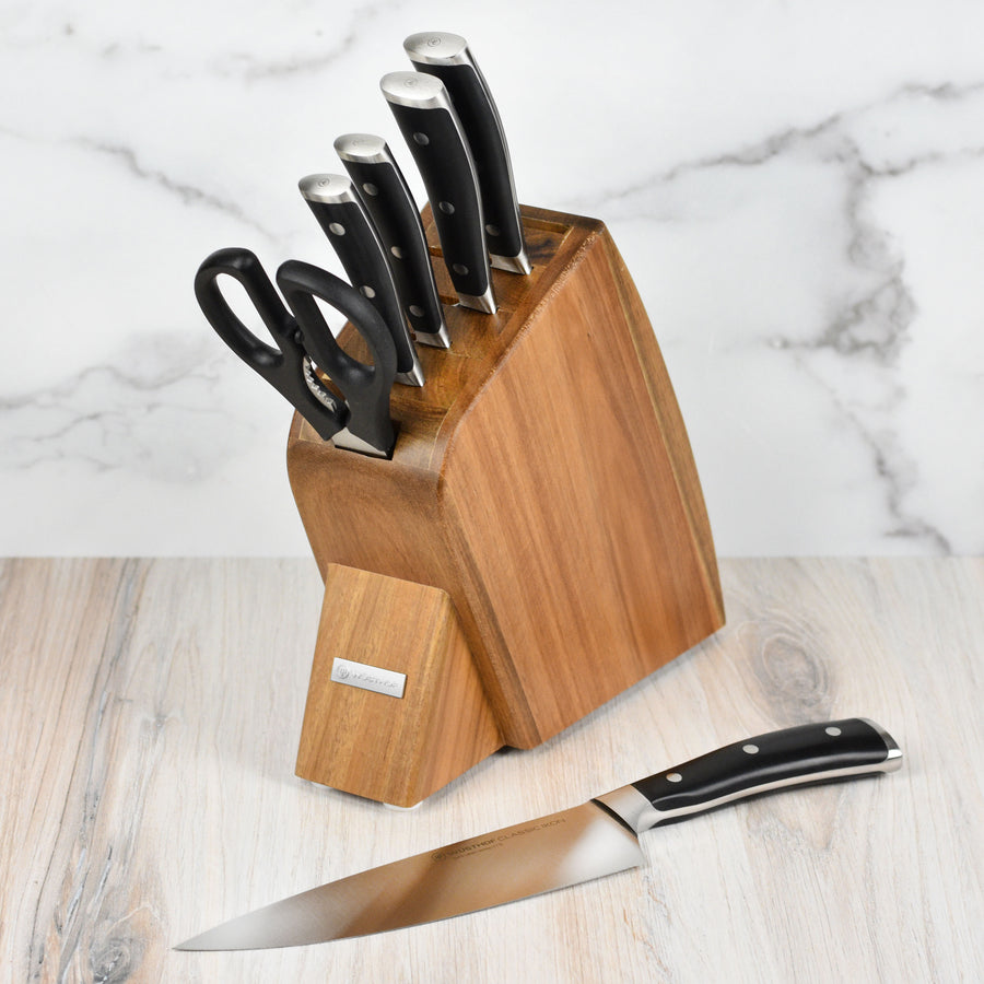 Wusthof Classic Ikon Slim Knife Block Set Piece Acacia
