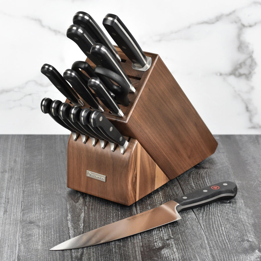 Wusthof Classic 16 Piece Walnut Knife Block Set with Forged Steak Knives