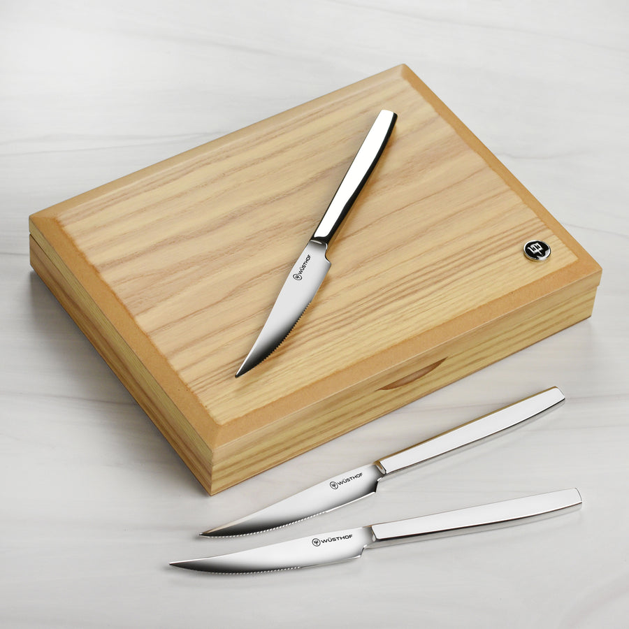 Wusthof Stainless Steel Steak Knife Olivewood Chest 8 Pc