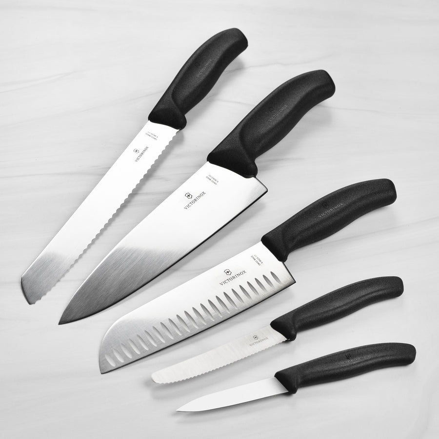  Victorinox Swiss Classic Kitchen Knife Set, 5 Pieces - Paring  Knives, Utility Knife, Carving Knife and Bread Knife - Black, Multiple:  Home & Kitchen