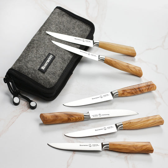 Messermeister Oliva Elite 6 Piece Steak Knife Set with Pouch