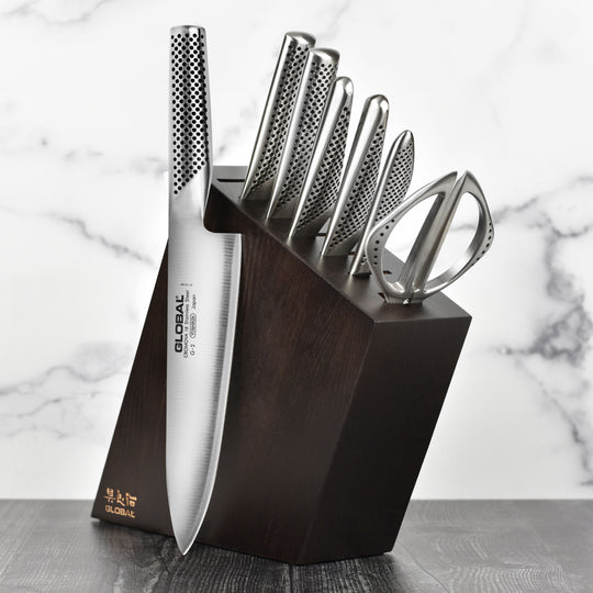 Global 8 Piece Walnut Knife Block Set