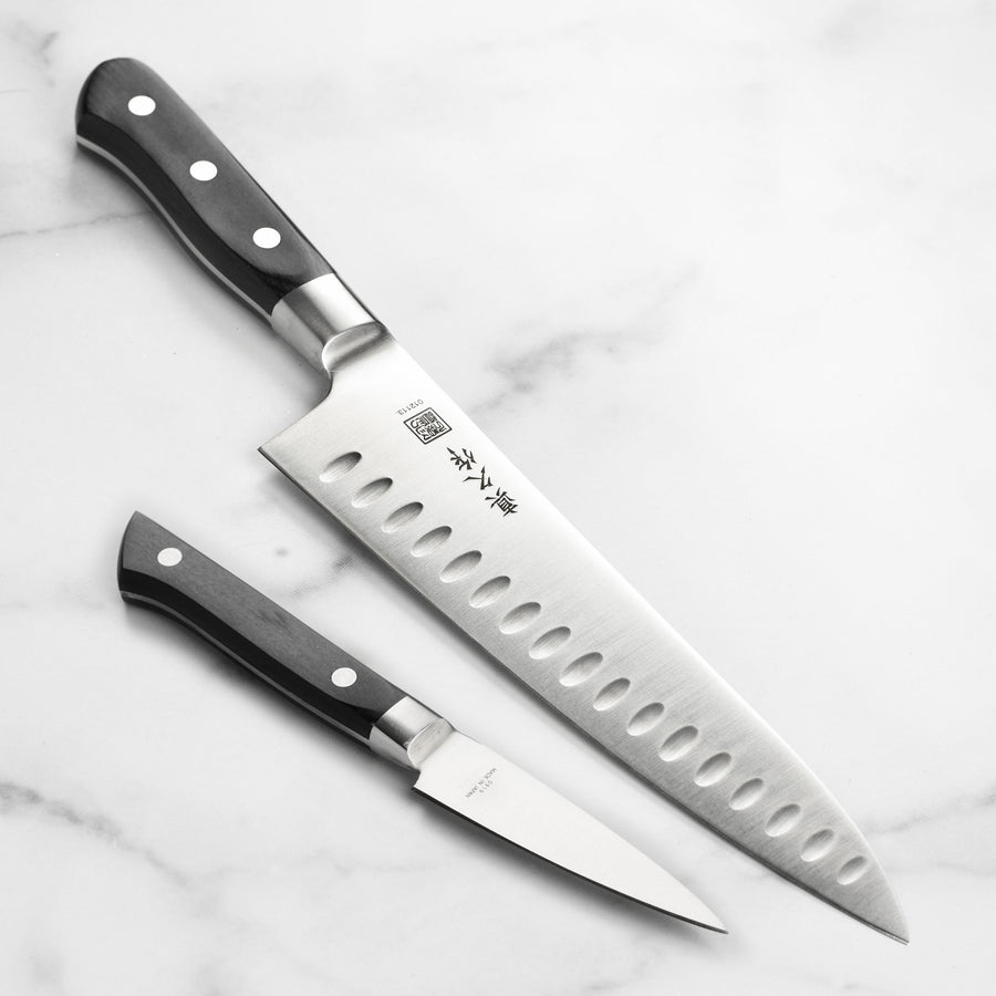 MAC Knife Chef series 2-piece starter knife set TH-201, TH-80 Chef series  8 Chef's knife w/dimples and TH-50 Chef series 5 Paring knife w/dimples