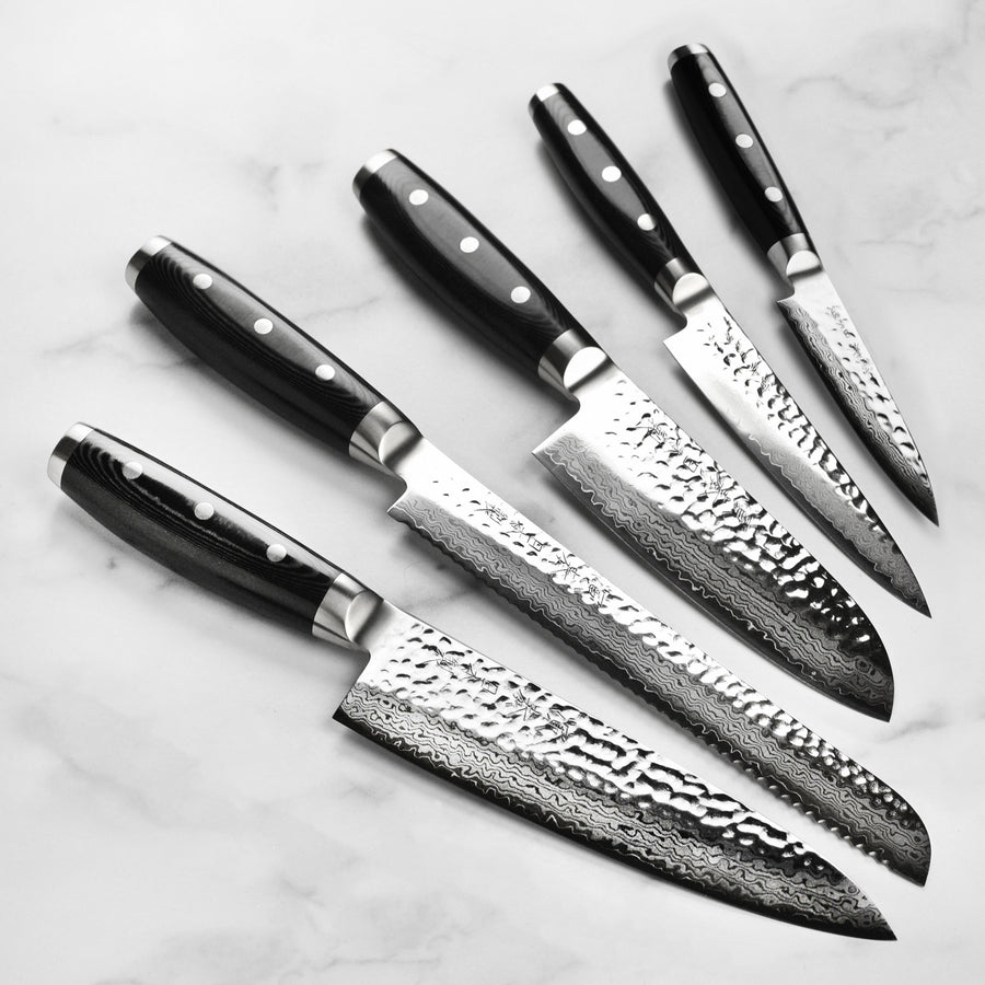Knife Set with Block 23 pcs Kitchen Knives Sharpener Damascus Texture  IKOMMI