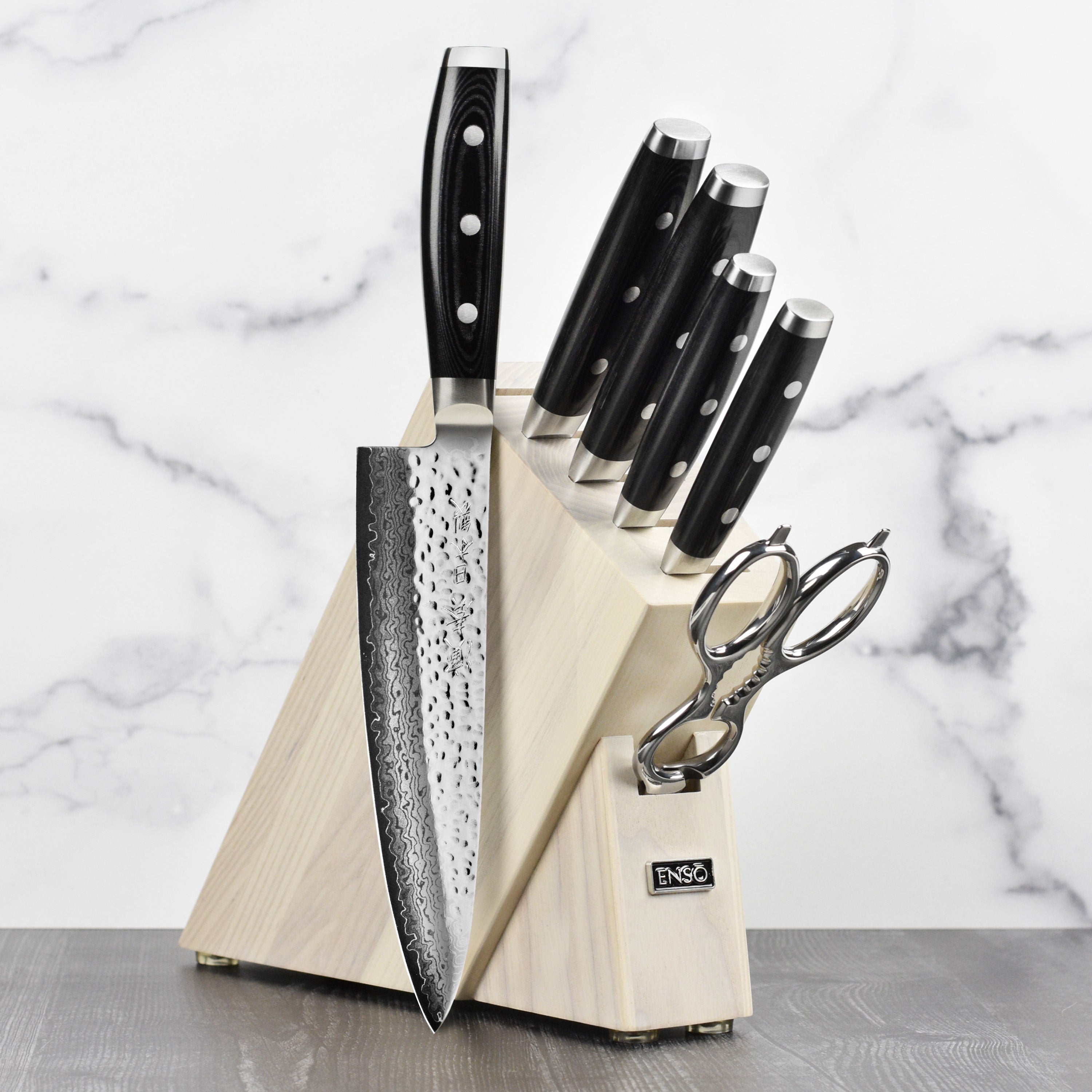 Enso HD Slim Knife Block Set 7 Piece Gray Ash Cutlery and More