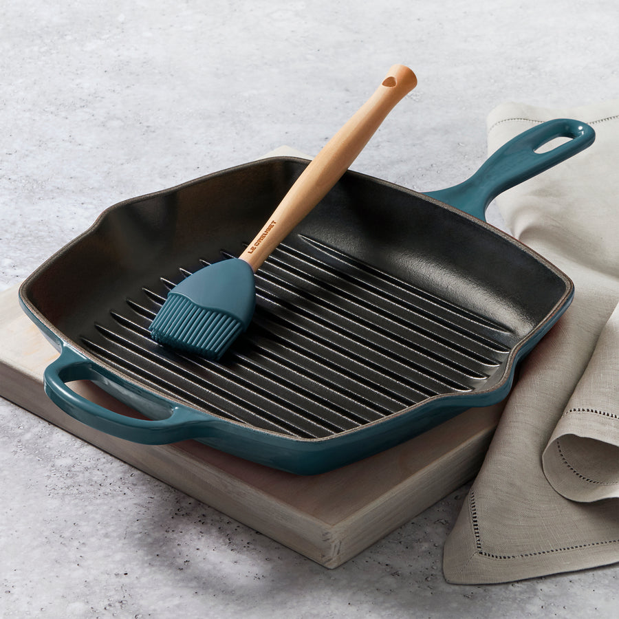 Le Creuset Signature Cast Iron 10.25" Deep Teal Square Grill Pan