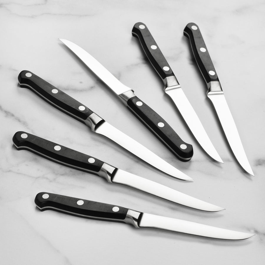 6 PCS Steak Knives Set Cutlery Set Full Tang Stainless Steel Sharp