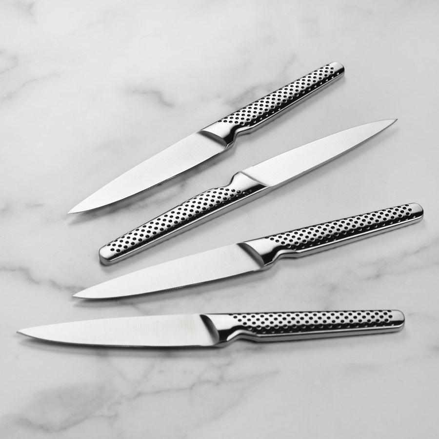 GrandTies Feinste Steak Knives Set of 4 with Designed Knife Box - Silver - 4 Piece
