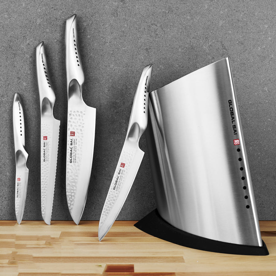 GLOBAL - Ship Shape knife block with five knives included