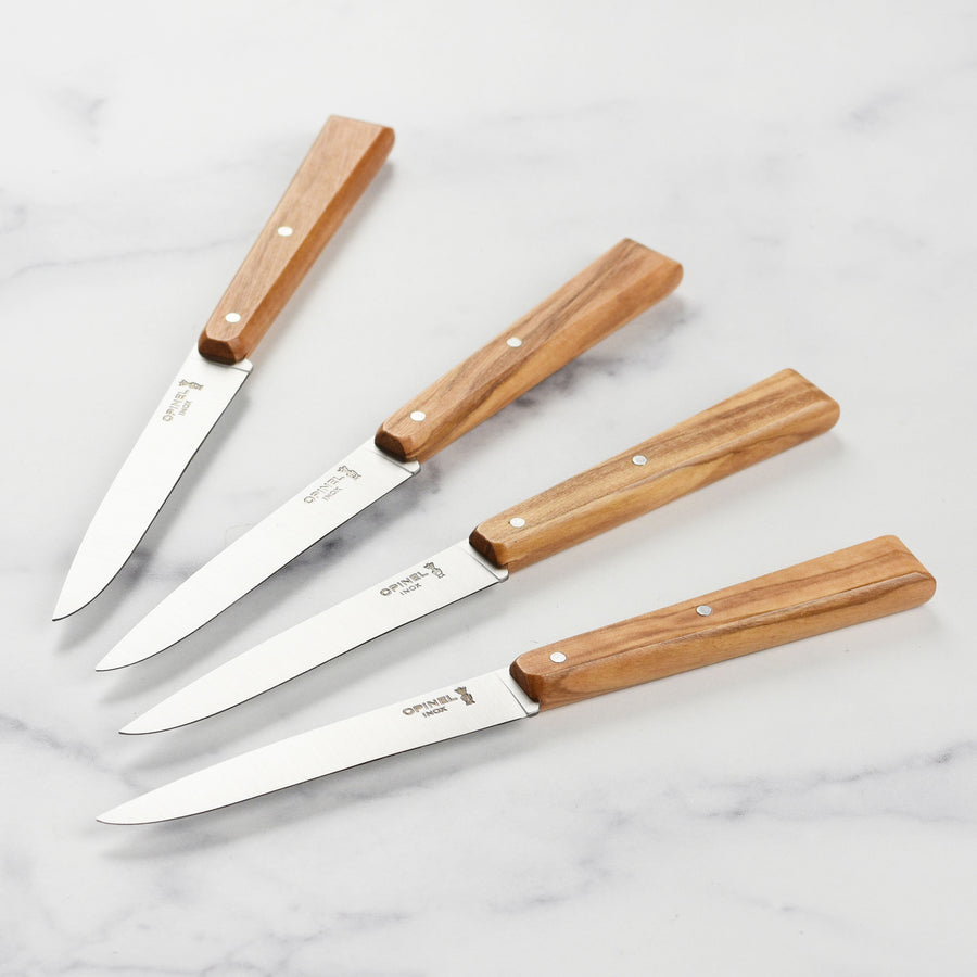 Opinel T001515, steak knife set, Esprit Sud, olive wood