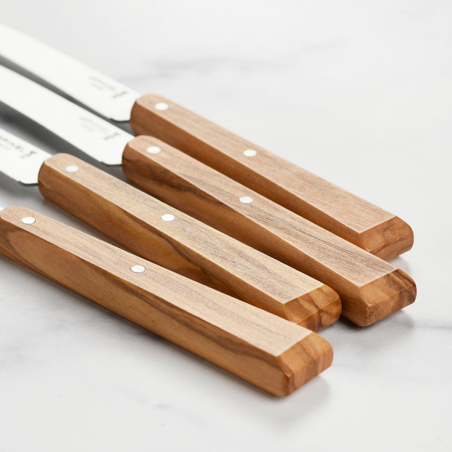 Opinel 4 Piece Olive Wood Handle Steak Knife Set