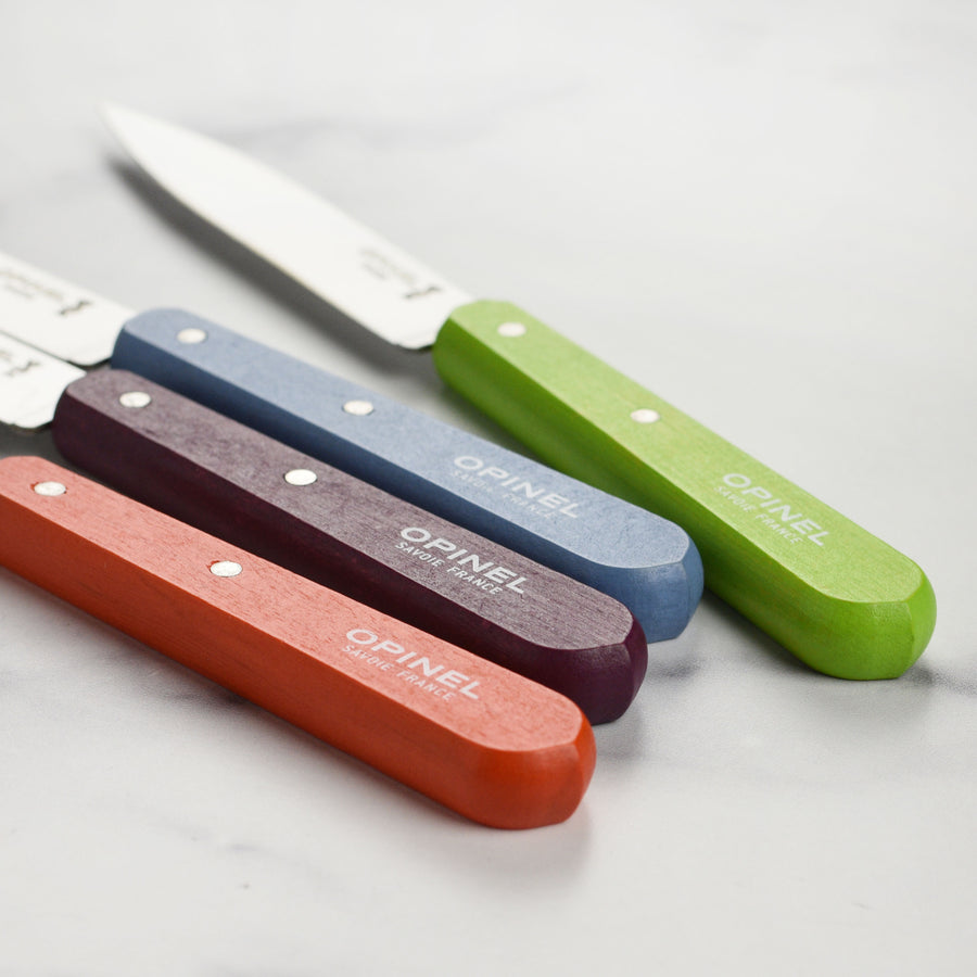 Opinel 4-Piece Essentials Small Kitchen Knives Set, Primarosa Multi-Color  Hornbeam Handles - KnifeCenter - 001736 - Discontinued