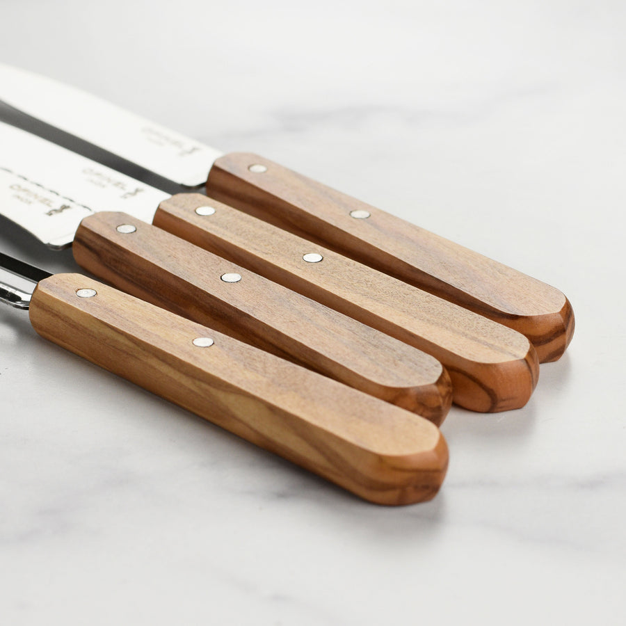 Opinel 4 Piece Stainless Steel Paring & Peeling Set with Olive Wood Handles