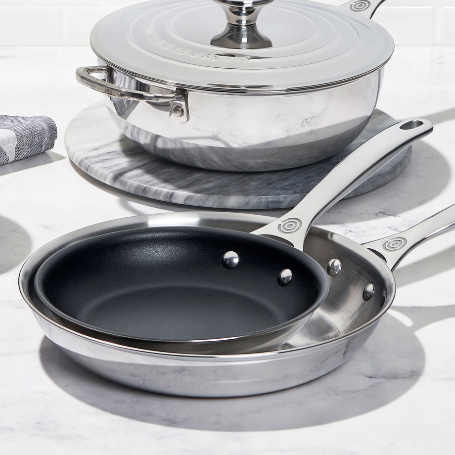 Le Creuset Stainless Steel 8- and 10-Inch Fry Pan Set