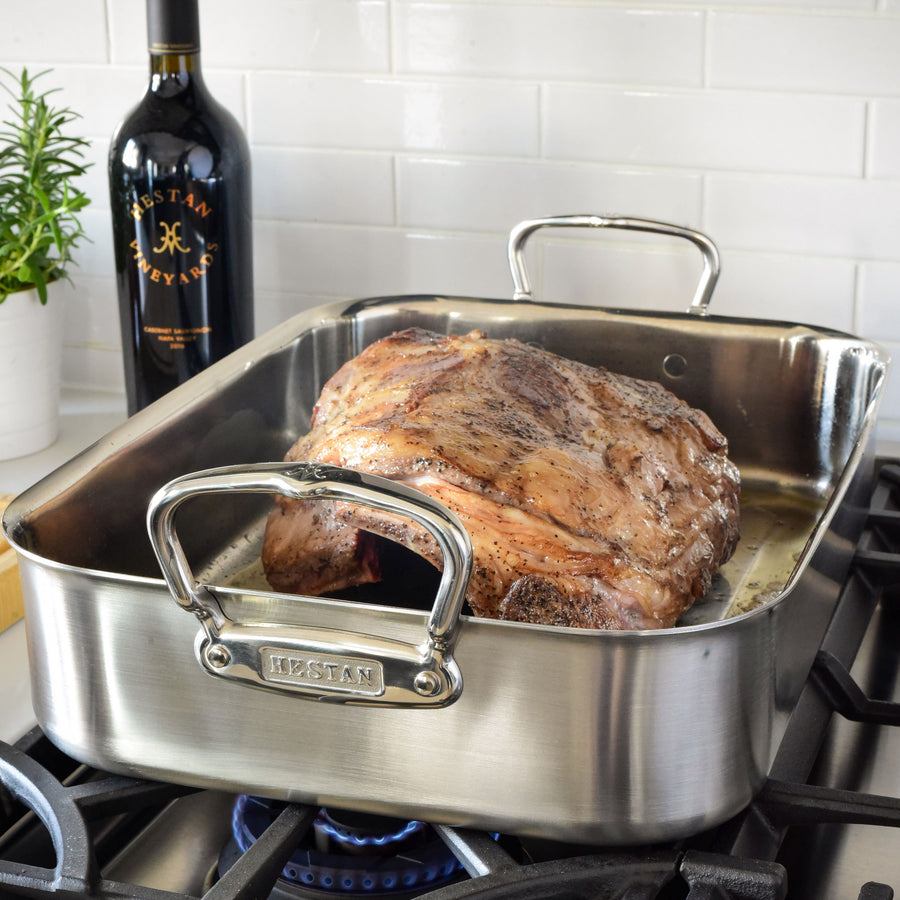 Le Creuset Stainless-Steel Roasting Pan with Nonstick Rack