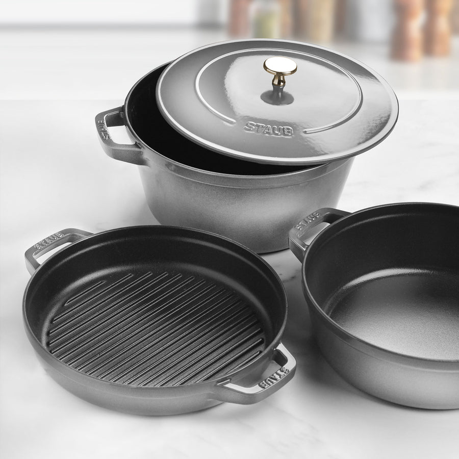 Staub Matte Black 4-Piece Stackable Cookware Set + Reviews
