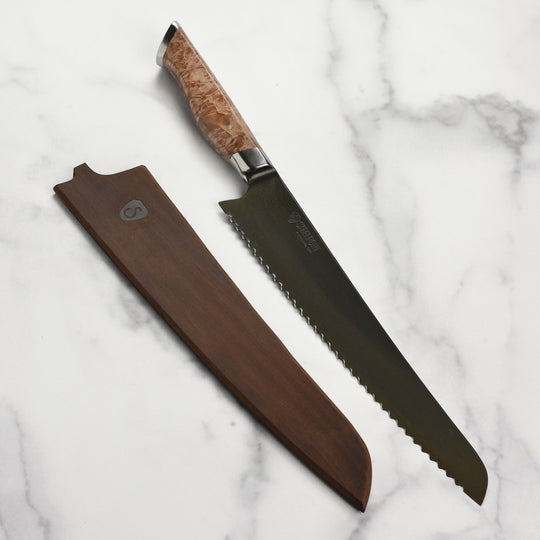 Steelport Carbon Steel 10" Bread Knife with Oregon Maple Magnetic Sheath