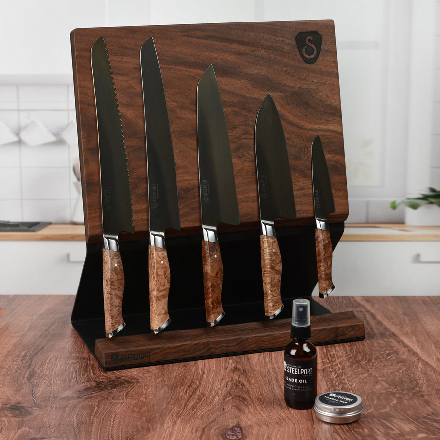 Home Knife Storage Block, Walnut Wooden Knife Block Holder