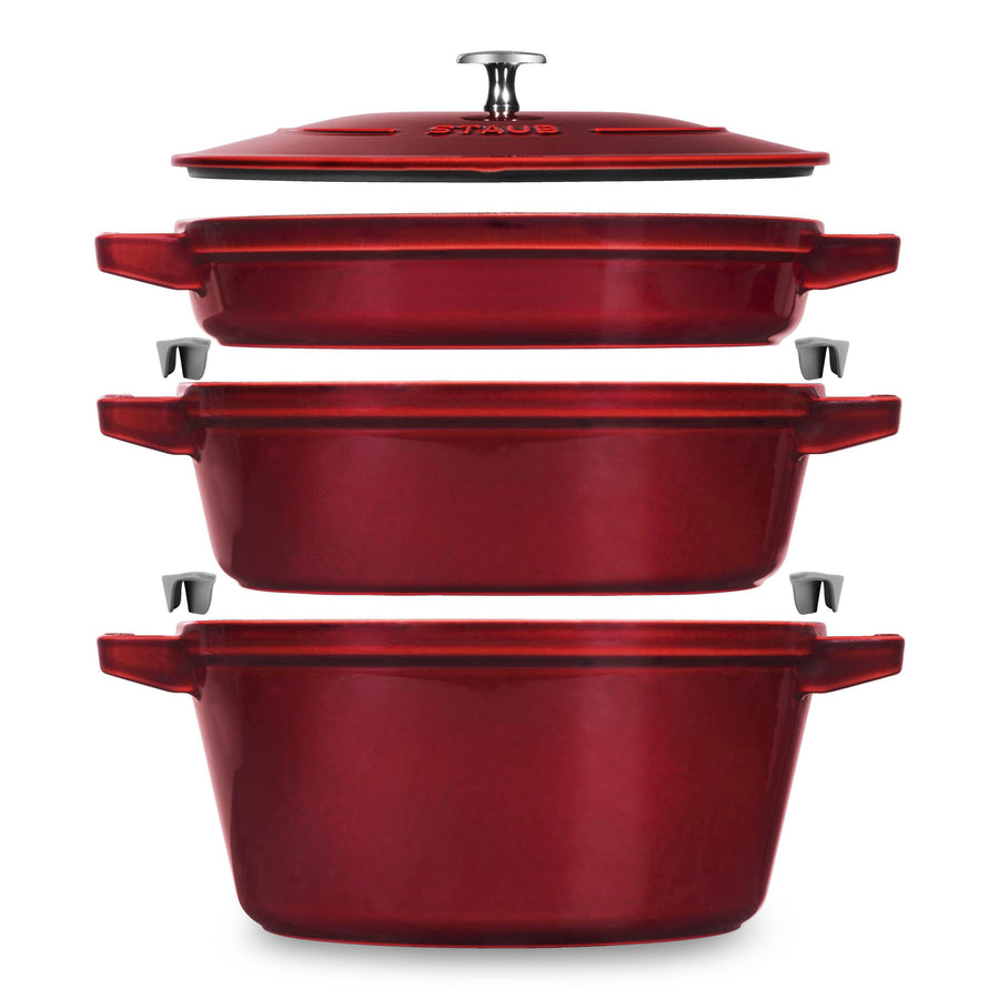 Staub Cherry Red 4-Piece Stackable Cookware Set + Reviews, Crate & Barrel