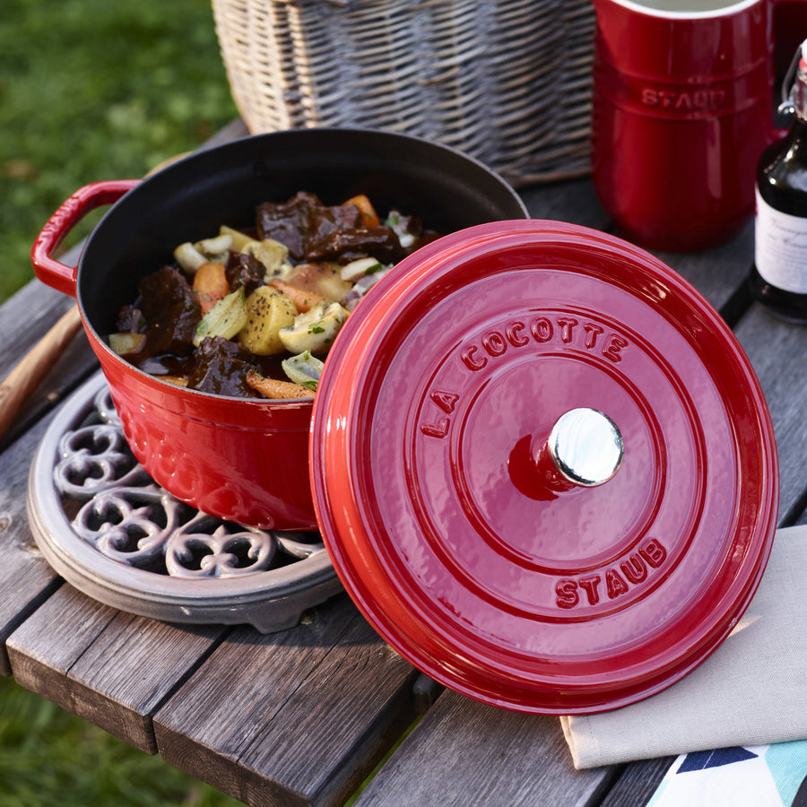 Staub Dutch Oven - 7-qt Cast Iron Cocotte - Cherry Red – Cutlery and More