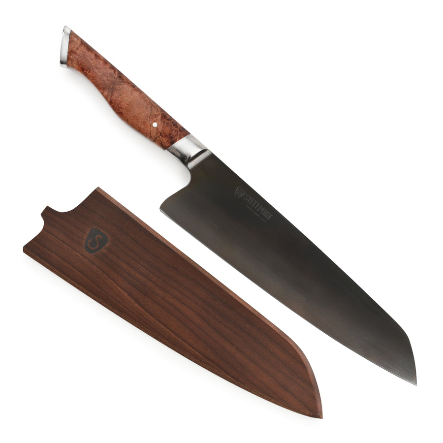 Steelport Carbon Steel 8" Chef's Knife with Oregon Maple Magnetic Sheath