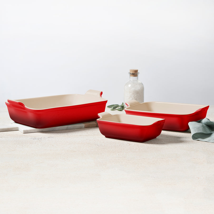 Staub Ceramics 3-pc Rectangular Baking Dish Set - Cherry