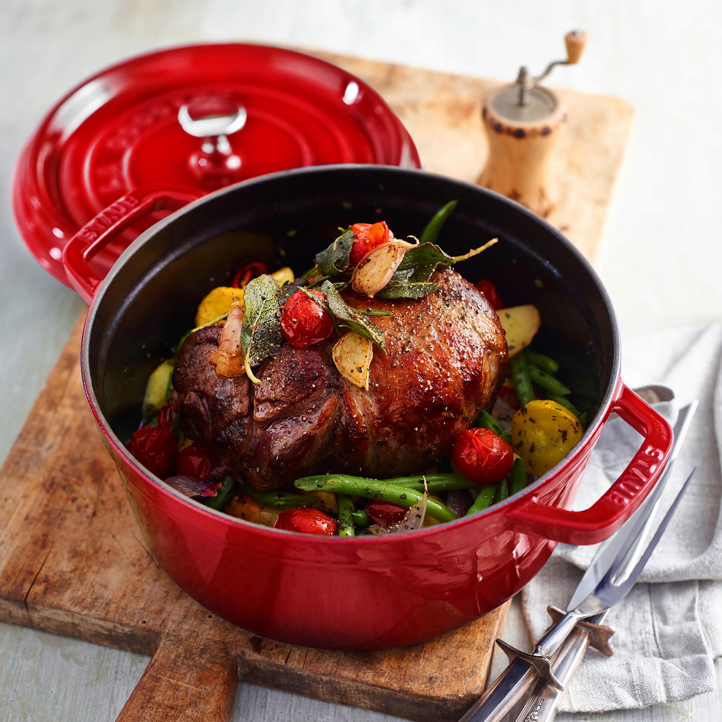 Staub Dutch Oven - 7-qt Cast Iron Cocotte - Cherry Red – Cutlery And More