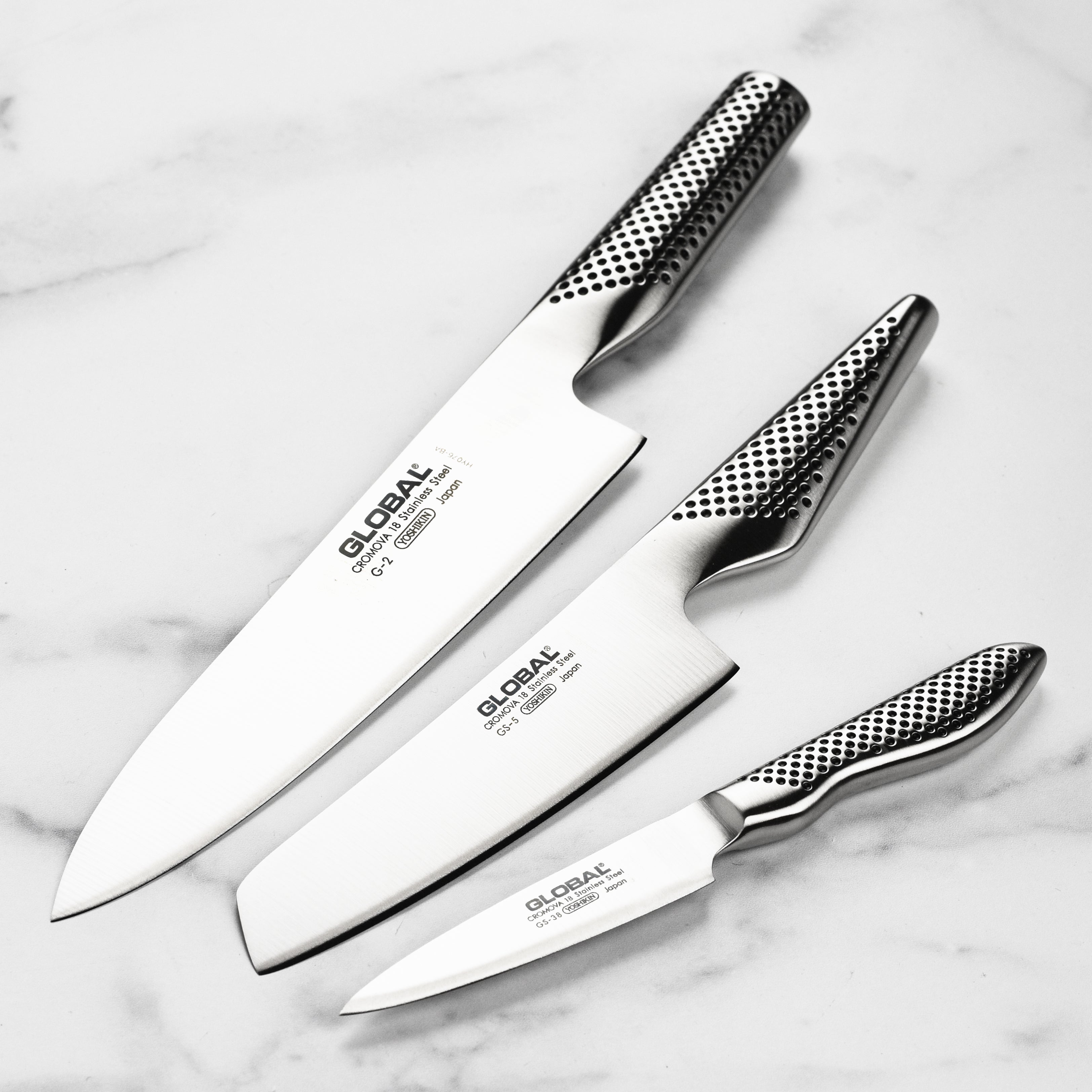 グローバル包丁セット G-2 GS-3 CROMOVA 18 Global Knife Set - 3 Piece with Paring, Prep & Chef's Knives