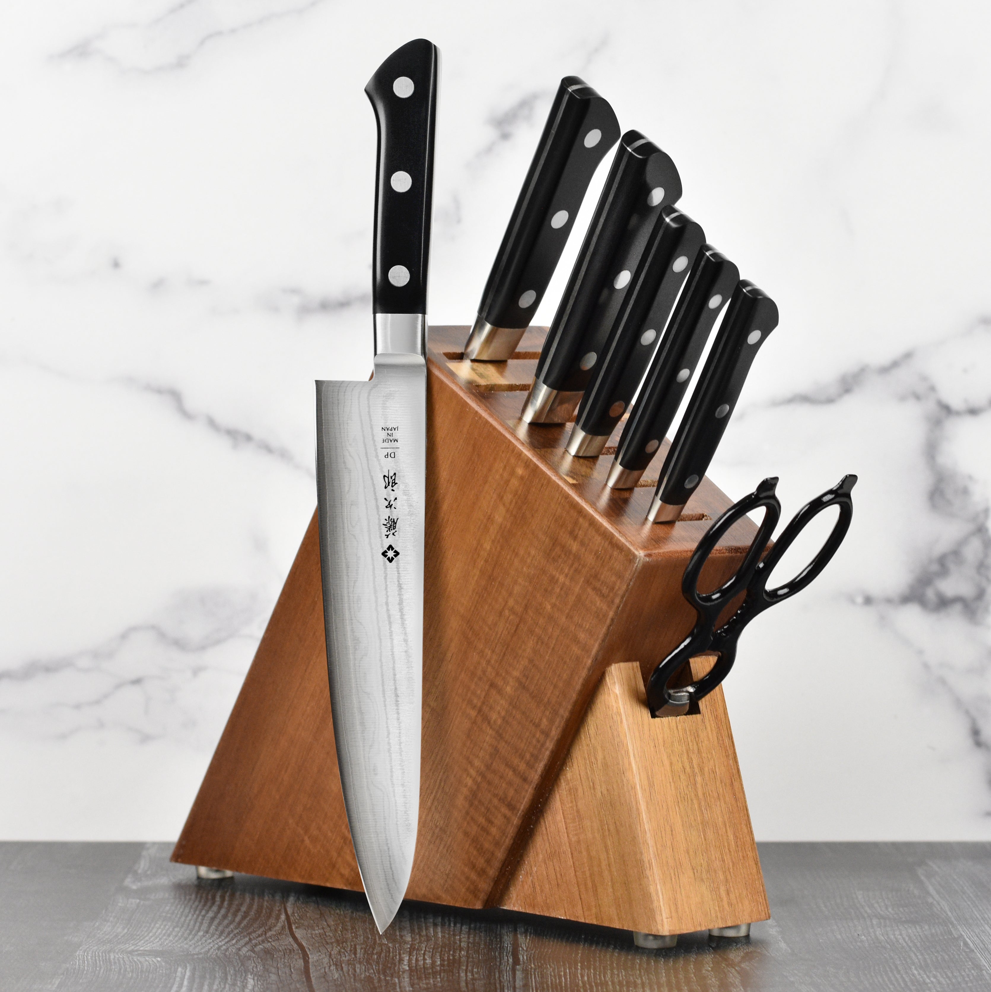 Tojiro Classic Damascus Knife Block Set - 8 Piece