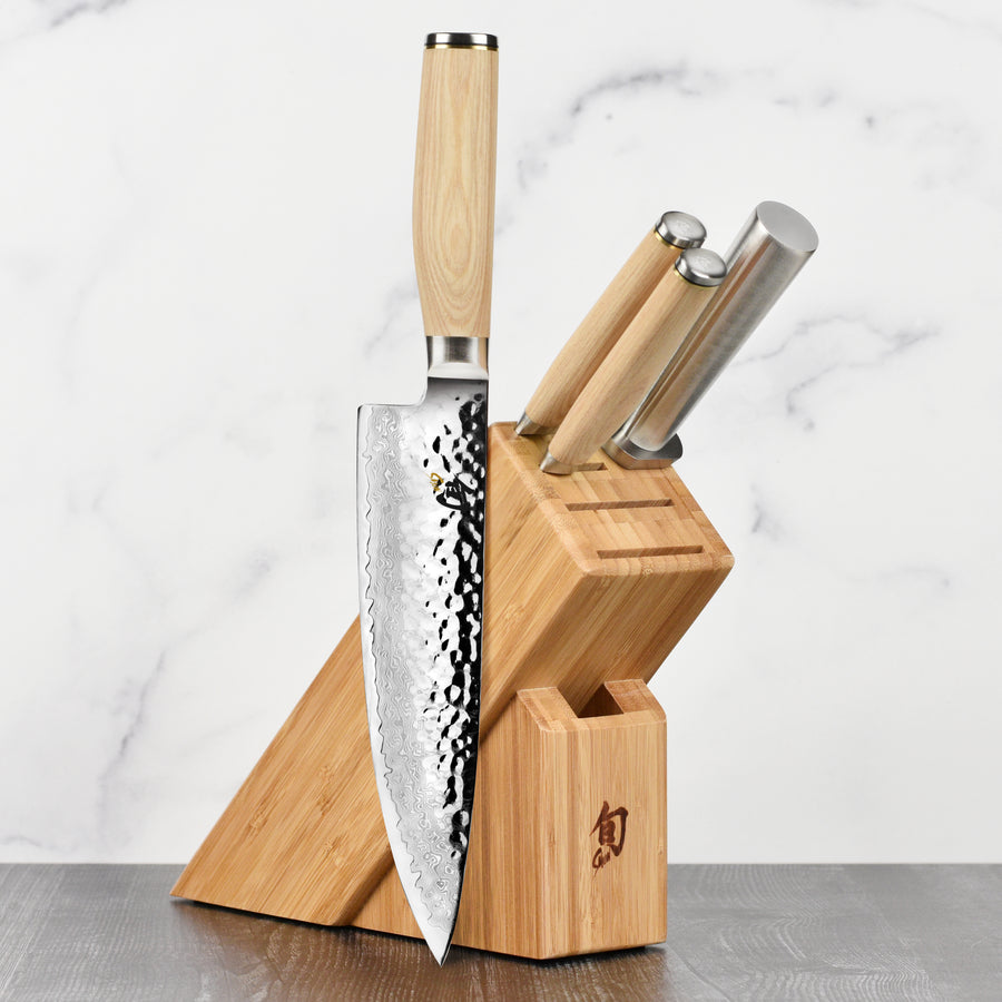 Shun Cutlery Premier Grey 5-Piece Starter Block Set, Kitchen Knife & Knife  Block Set, Includes 8” Chef's Knife, 4” Paring Knife, 6.5” Utility Knife, 